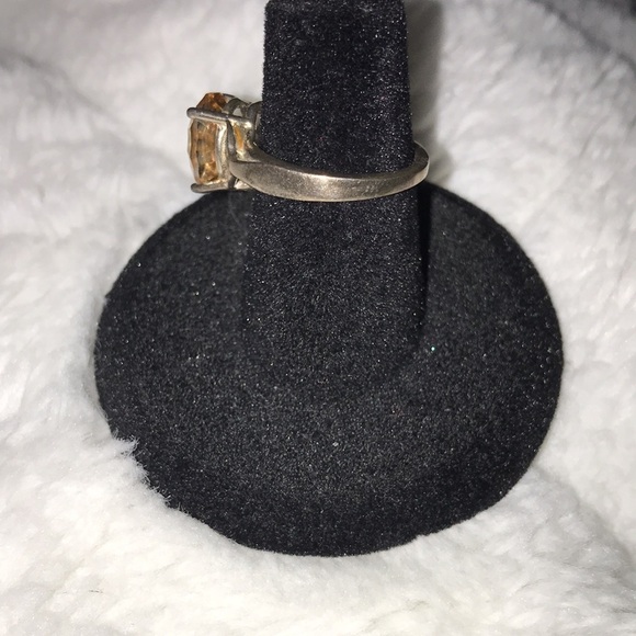 Genuine orange citrine crystal ring set in sterling silver whale tail bezel ring - Picture 3 of 4